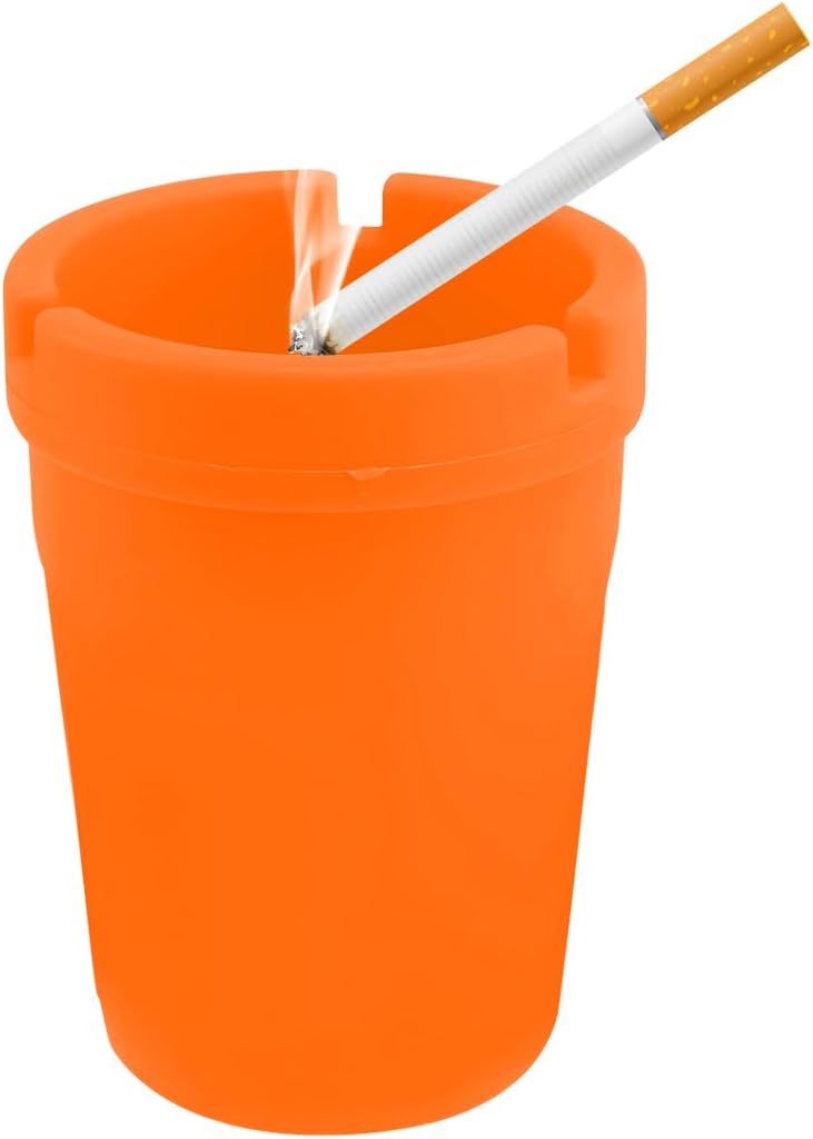 NYTKL Car Ashtray, Plastic Portable Smokeless Self-Extinguishing Vehicle Cigarette Trash Can Ash Tray, Universal Windproof Butt Bucket Ash Holder Organizer for Car Cup Holder (Orange) - Image 1